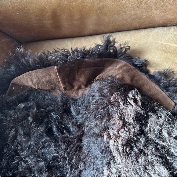 Vintage chocolate brown fur shearling curly lamb leather penny lane coat jacket - Picture 8 of 16